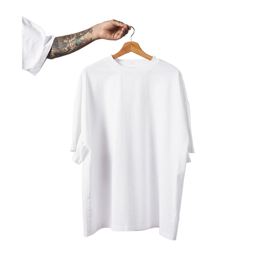 Oversized heavy cotton t-shirt front view minimalist wisdom guardian design