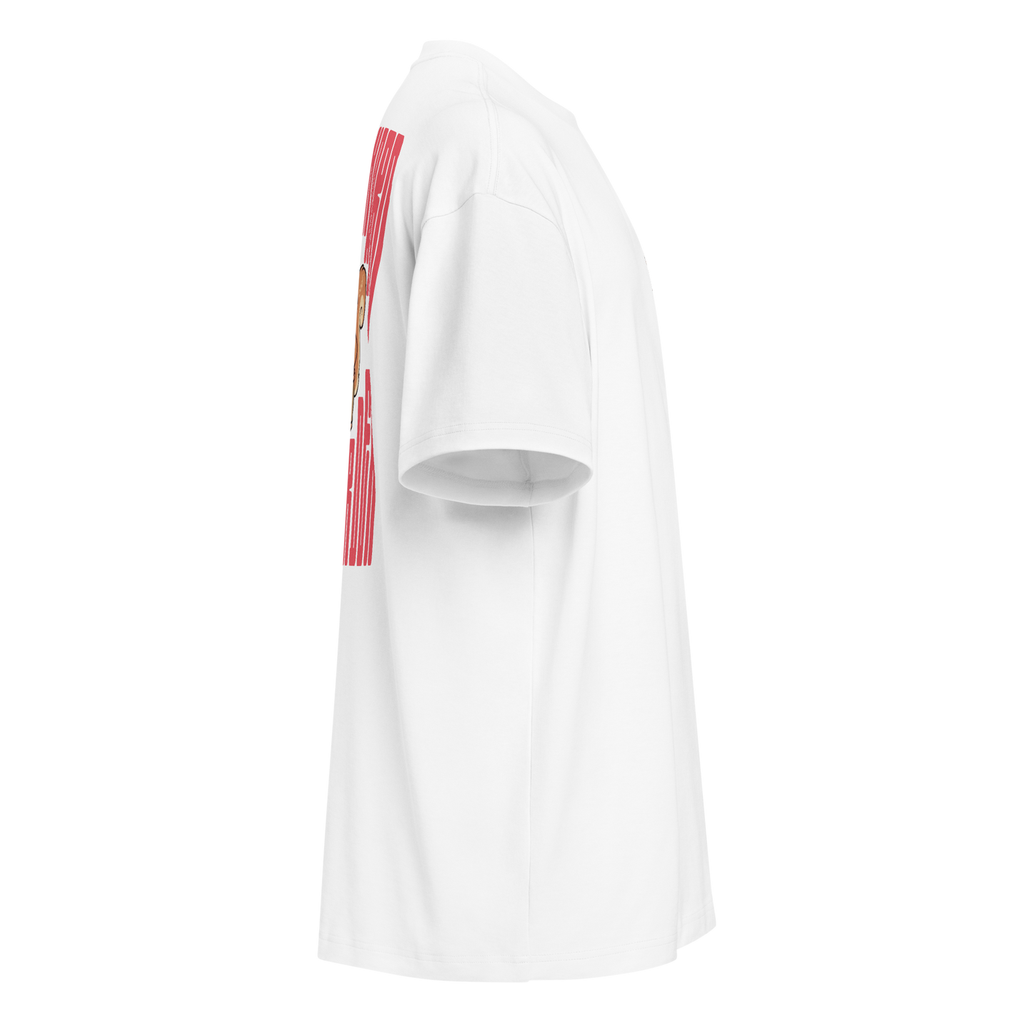 white boxy oversized unisex t-shirt, side view