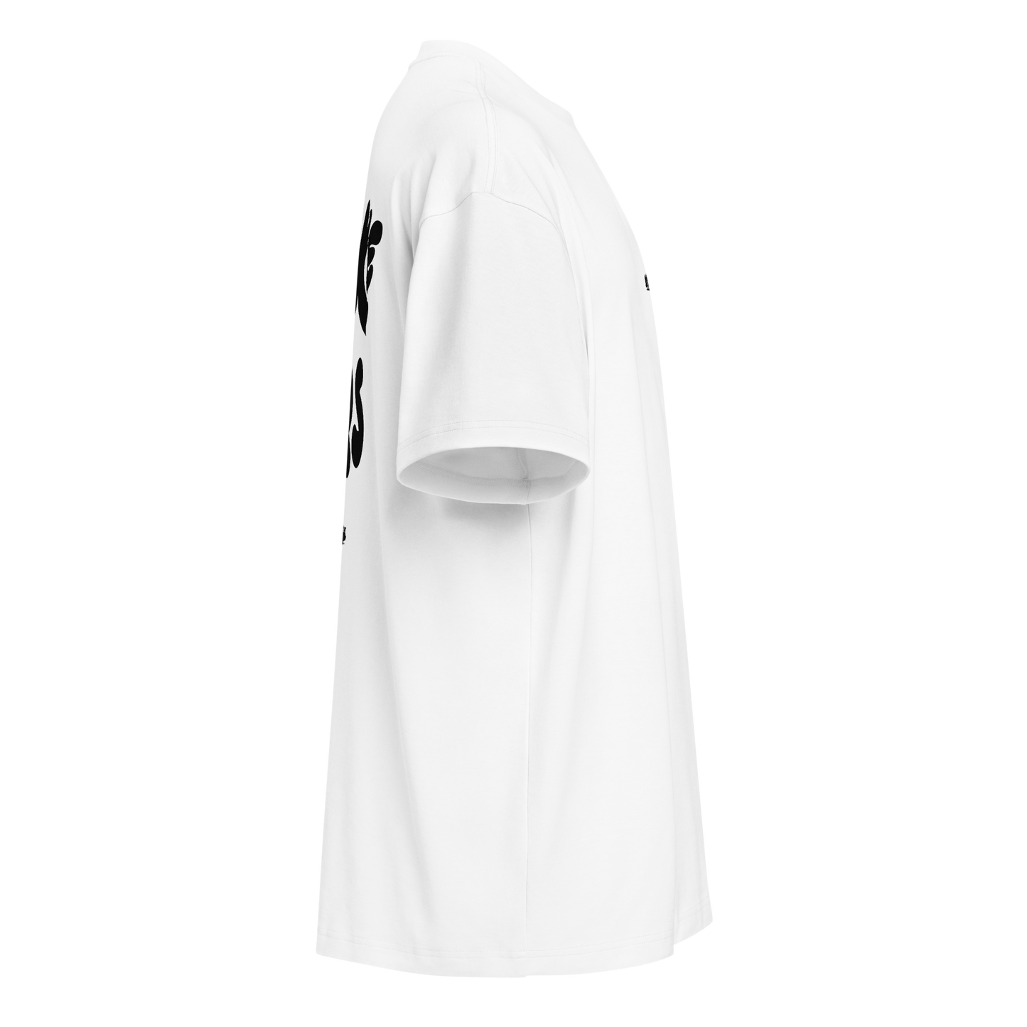 white boxy oversized unisex t-shirt, side view