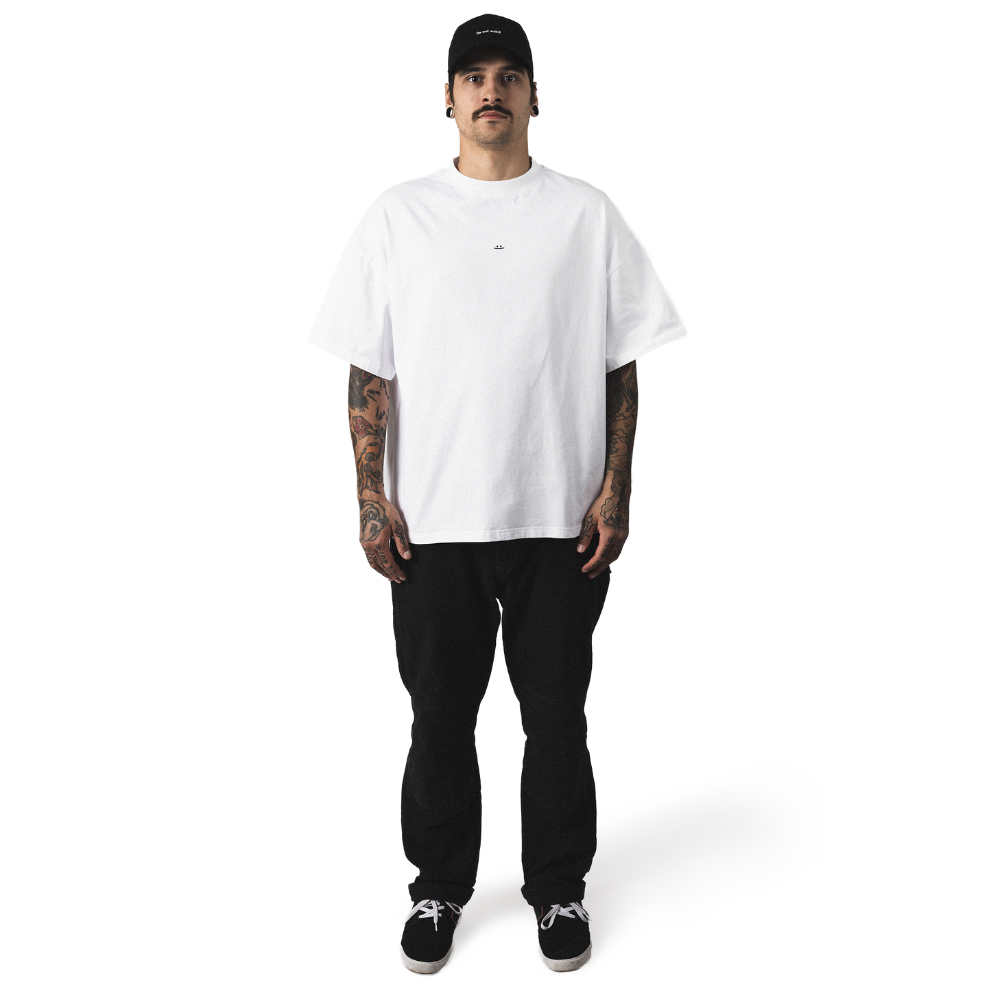 Premium oversized t-shirt relaxed fit clean front view model