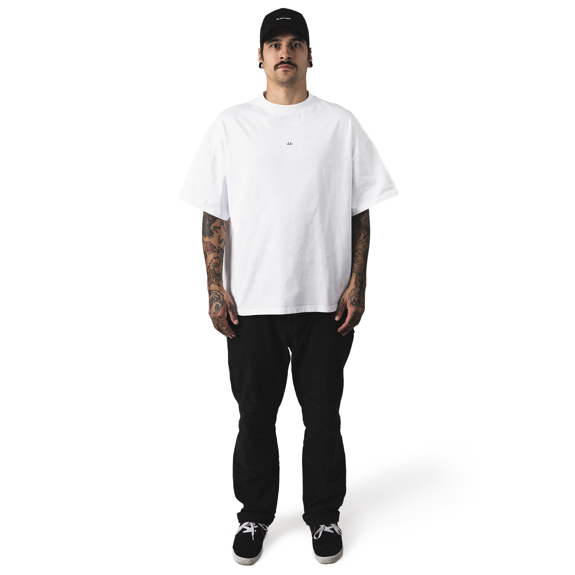 Premium oversized t-shirt relaxed fit clean front view model