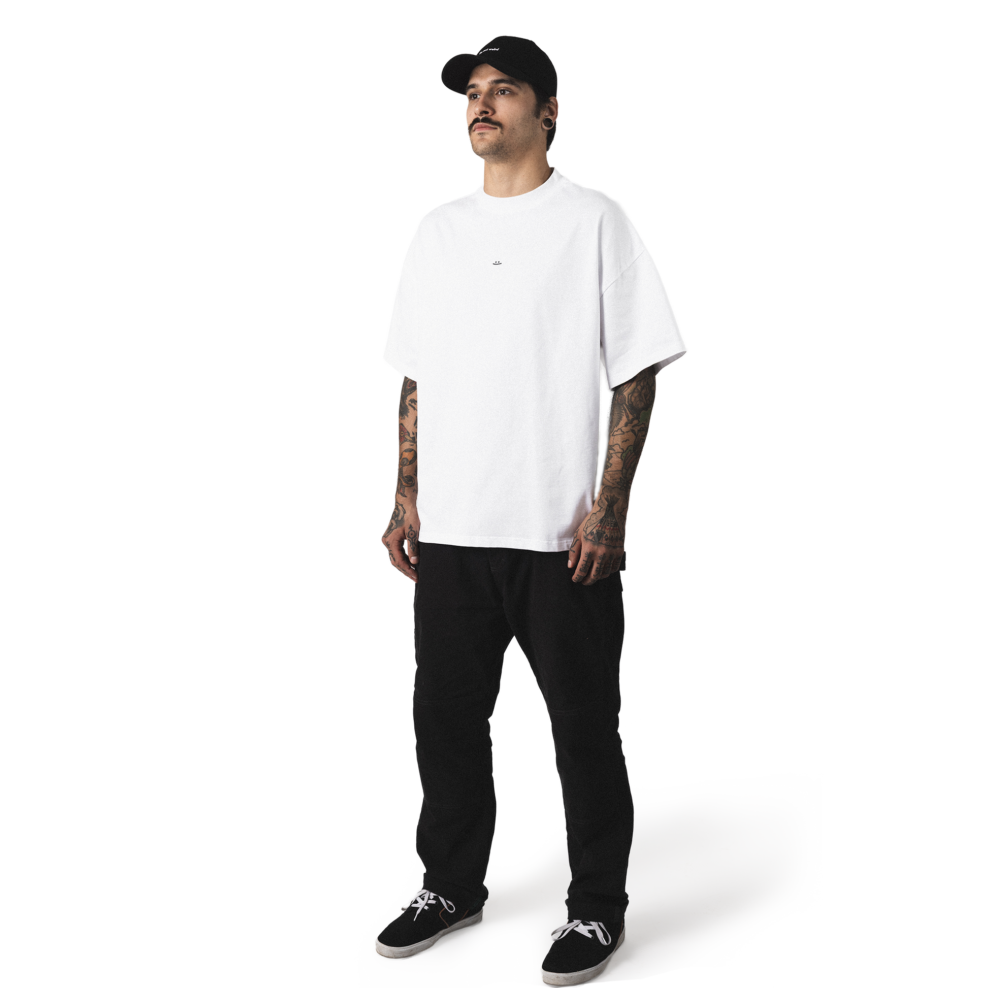 Premium oversized t-shirt relaxed fit clean front view model