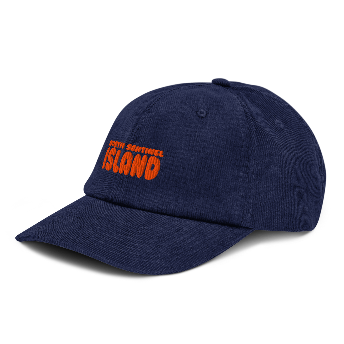 oddjuice north sentinel cap – three-quarter view, navy corduroy texture visible