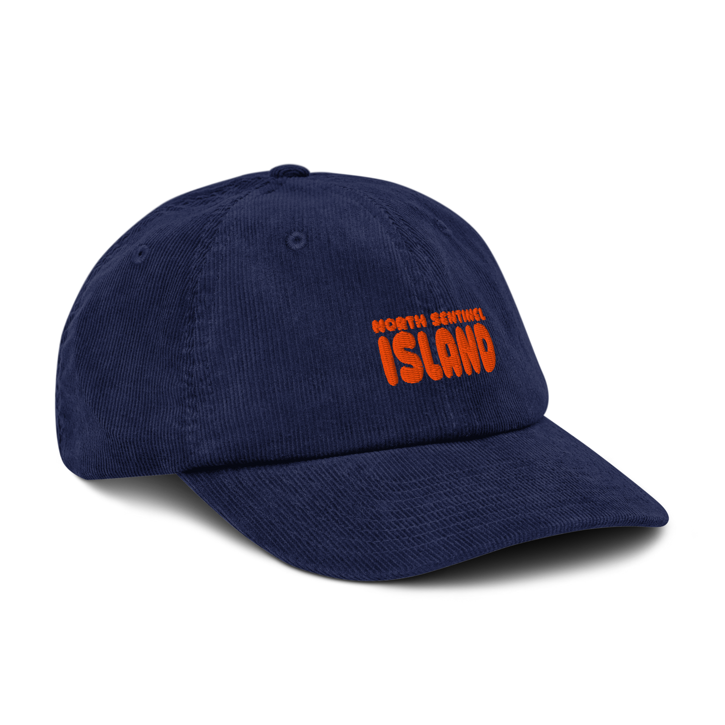 oddjuice north sentinel cap – three-quarter view, navy corduroy texture visible
