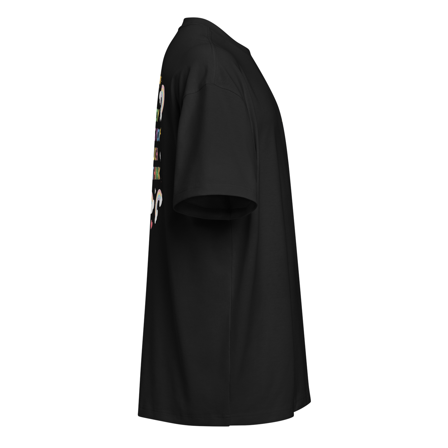 black boxy oversized unisex t-shirt, side view