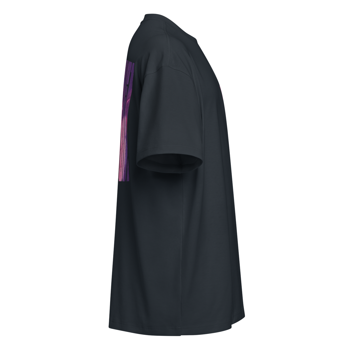 navy blue boxy oversized unisex t-shirt, side view