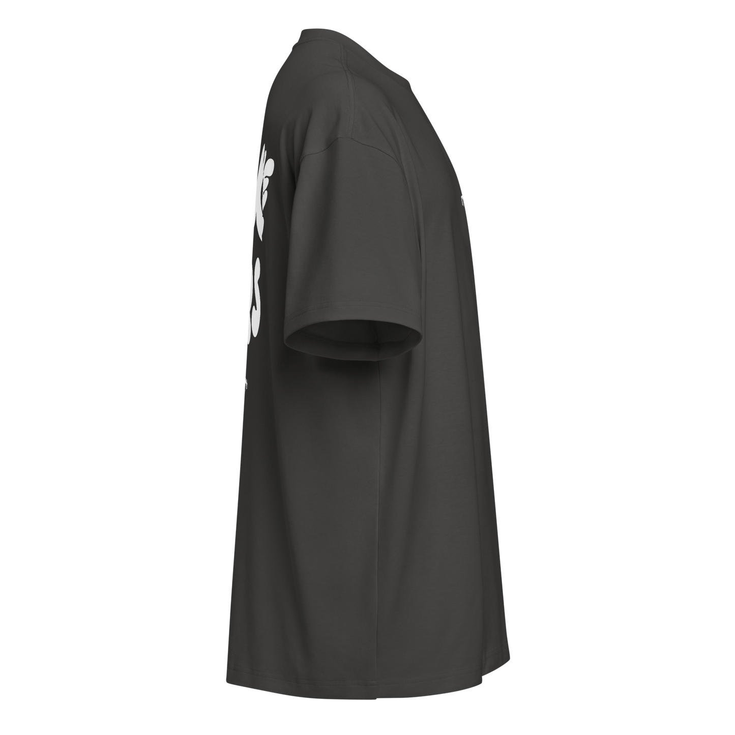 vintage black grey boxy oversized unisex t-shirt, side view