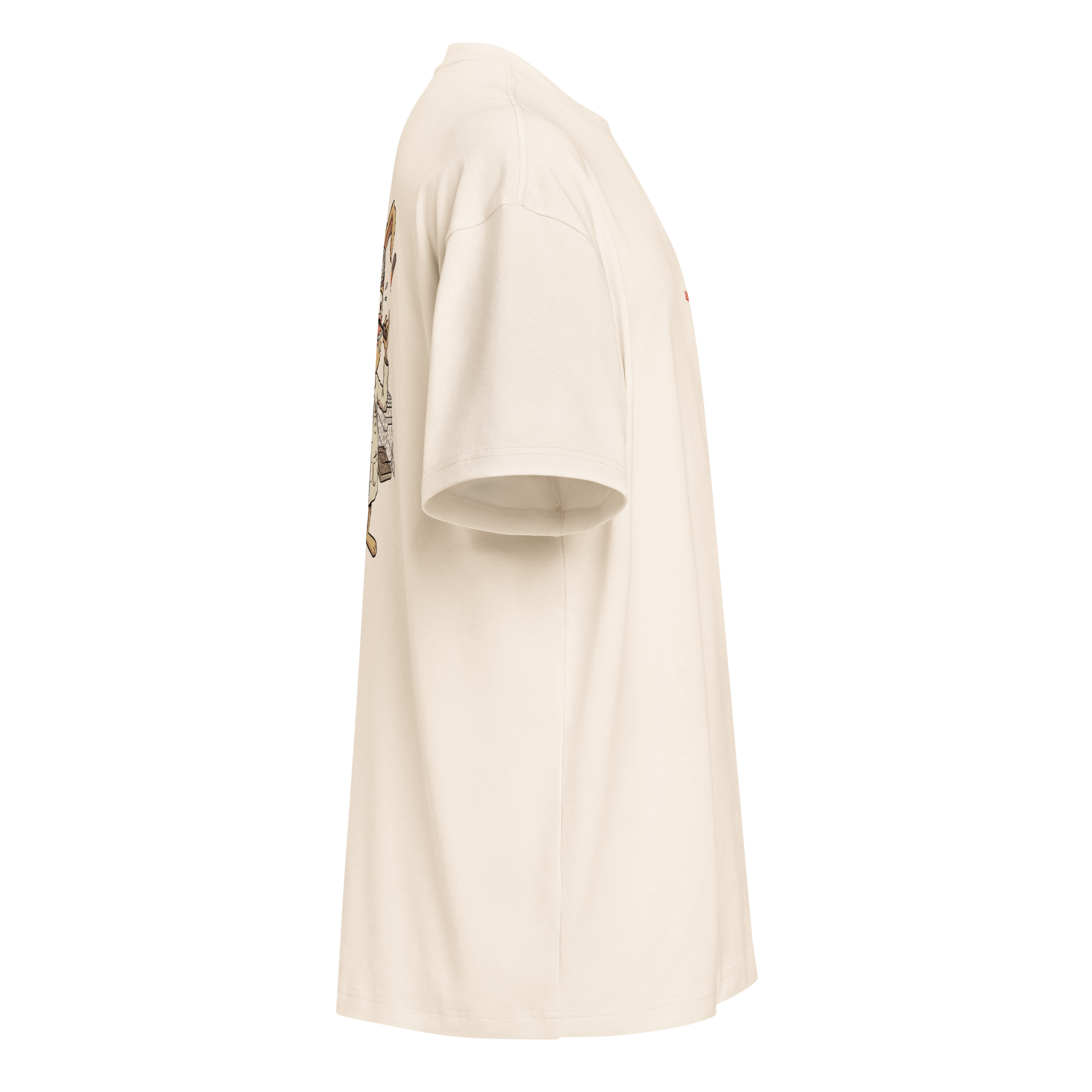 vintage white boxy oversized unisex t-shirt, side view