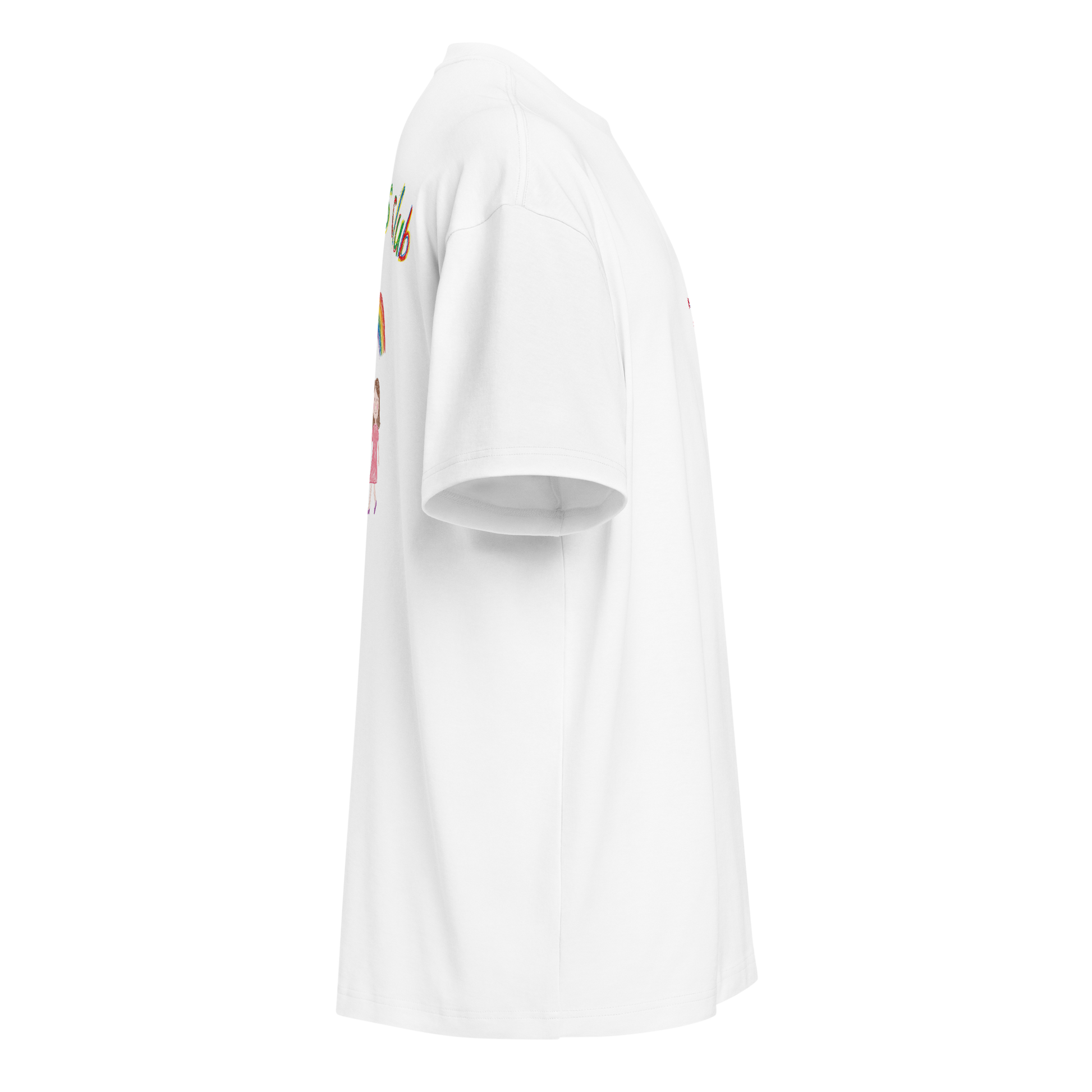 white boxy oversized unisex t-shirt, side view