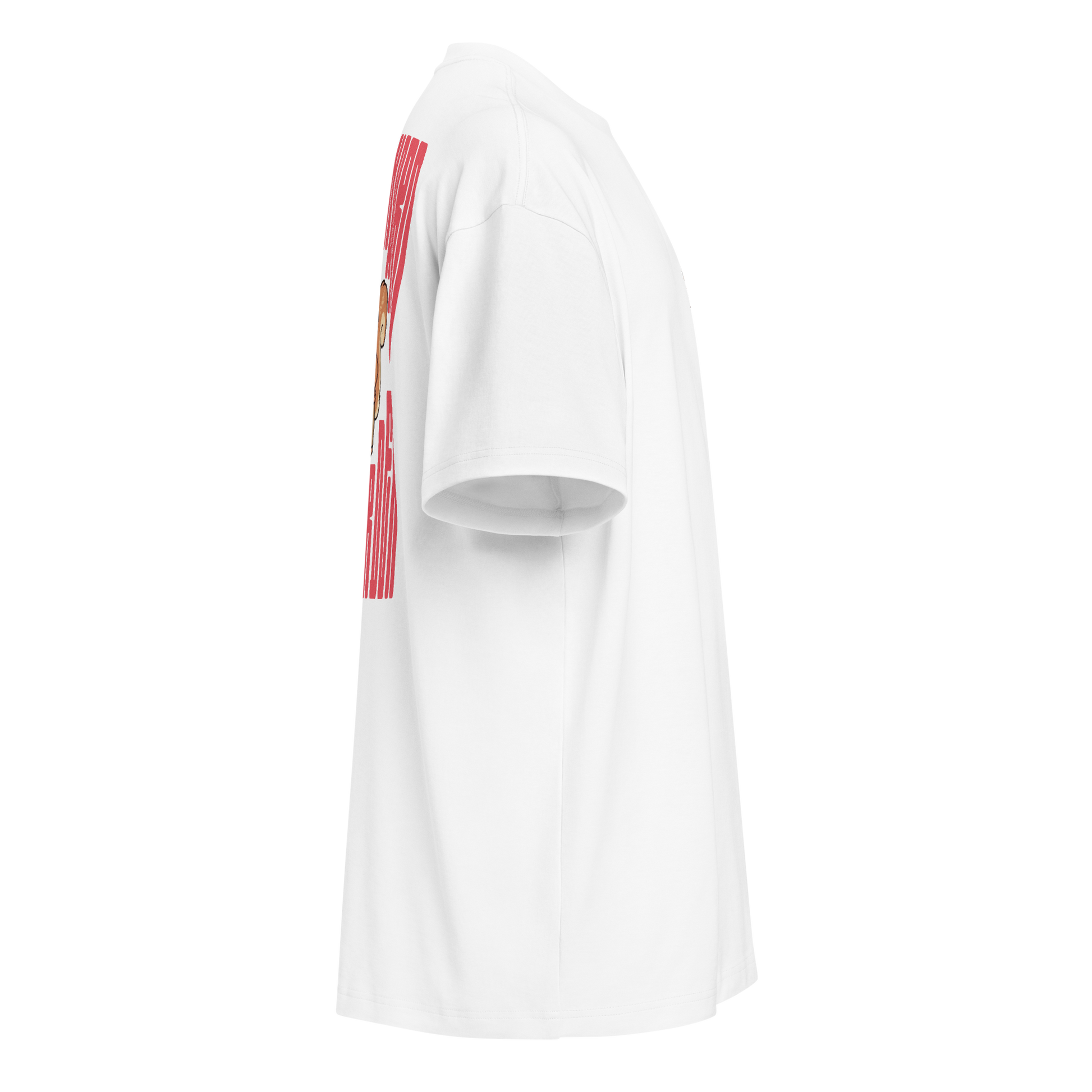 white boxy oversized unisex t-shirt, side view