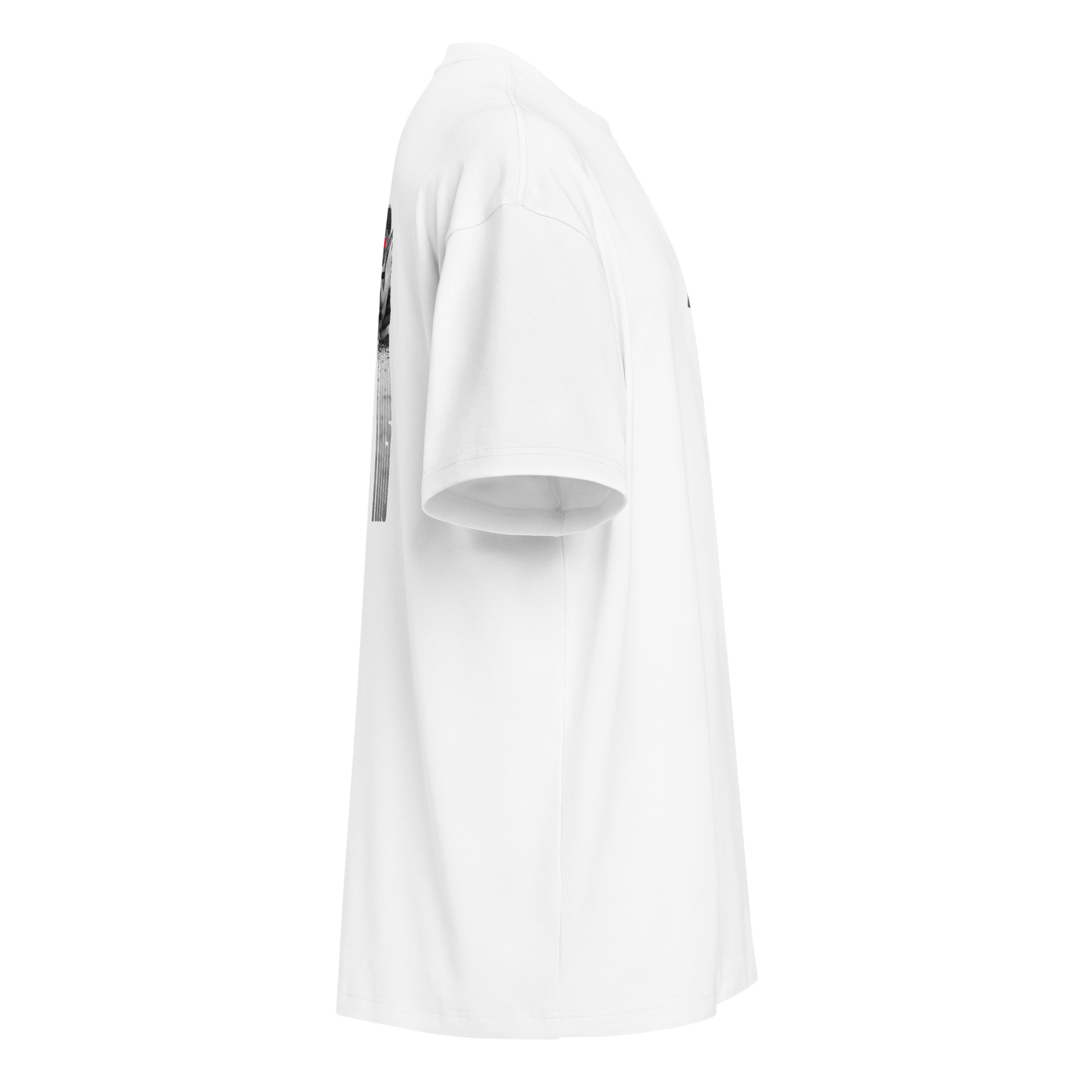 white boxy oversized unisex t-shirt, side view