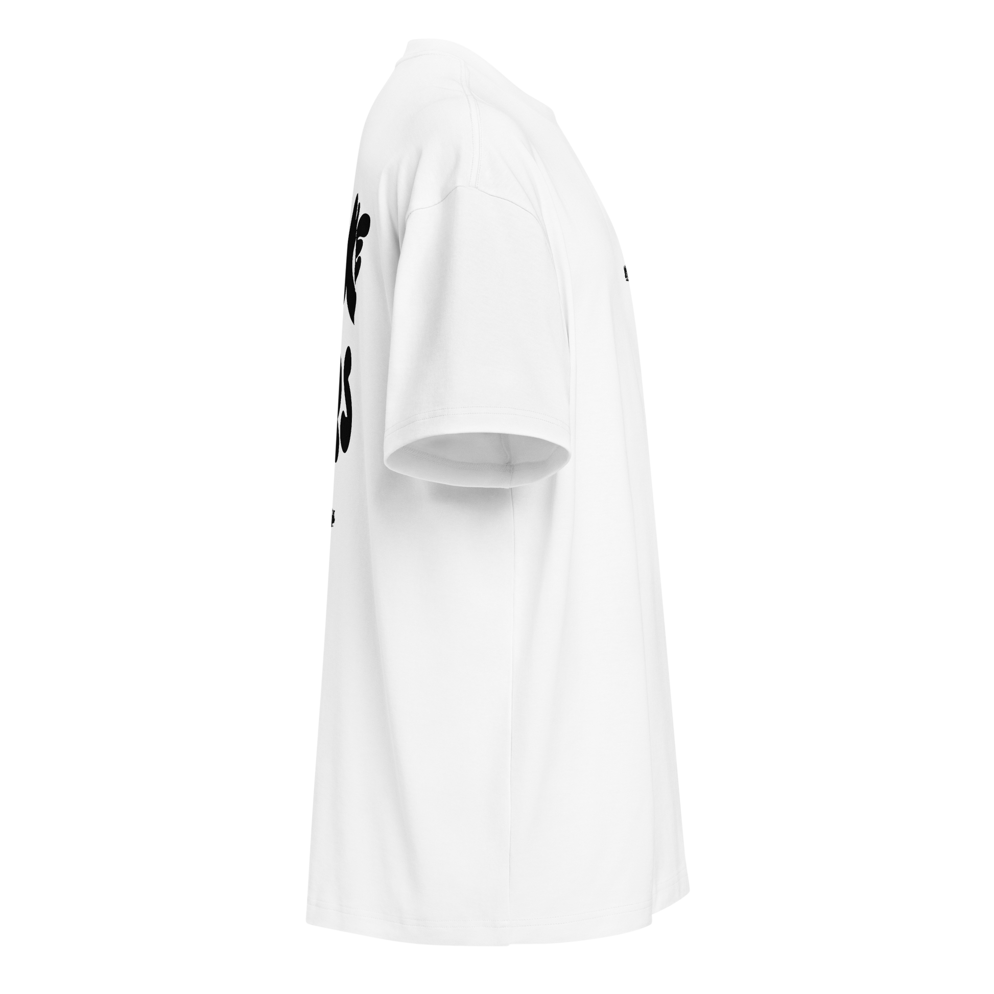 white boxy oversized unisex t-shirt, side view