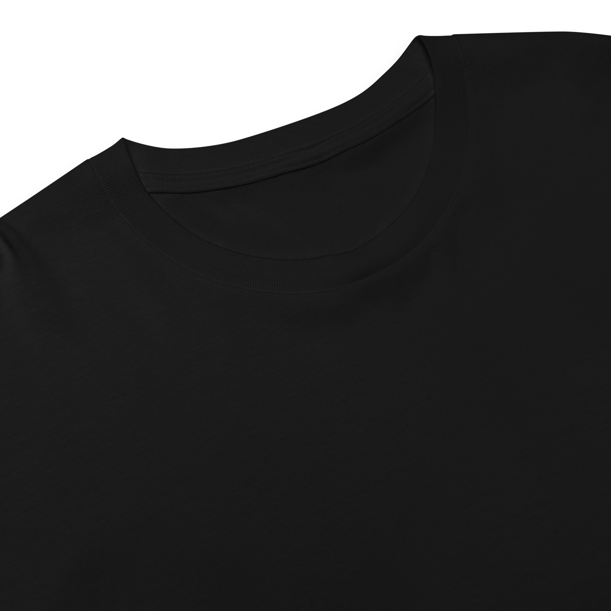 oddjuice trash crop top – black cropped tee, front detail view
