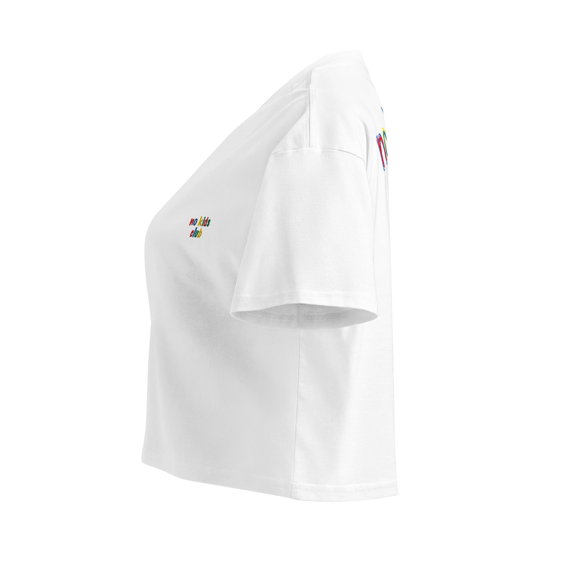 White crop top, side view –  cropped length