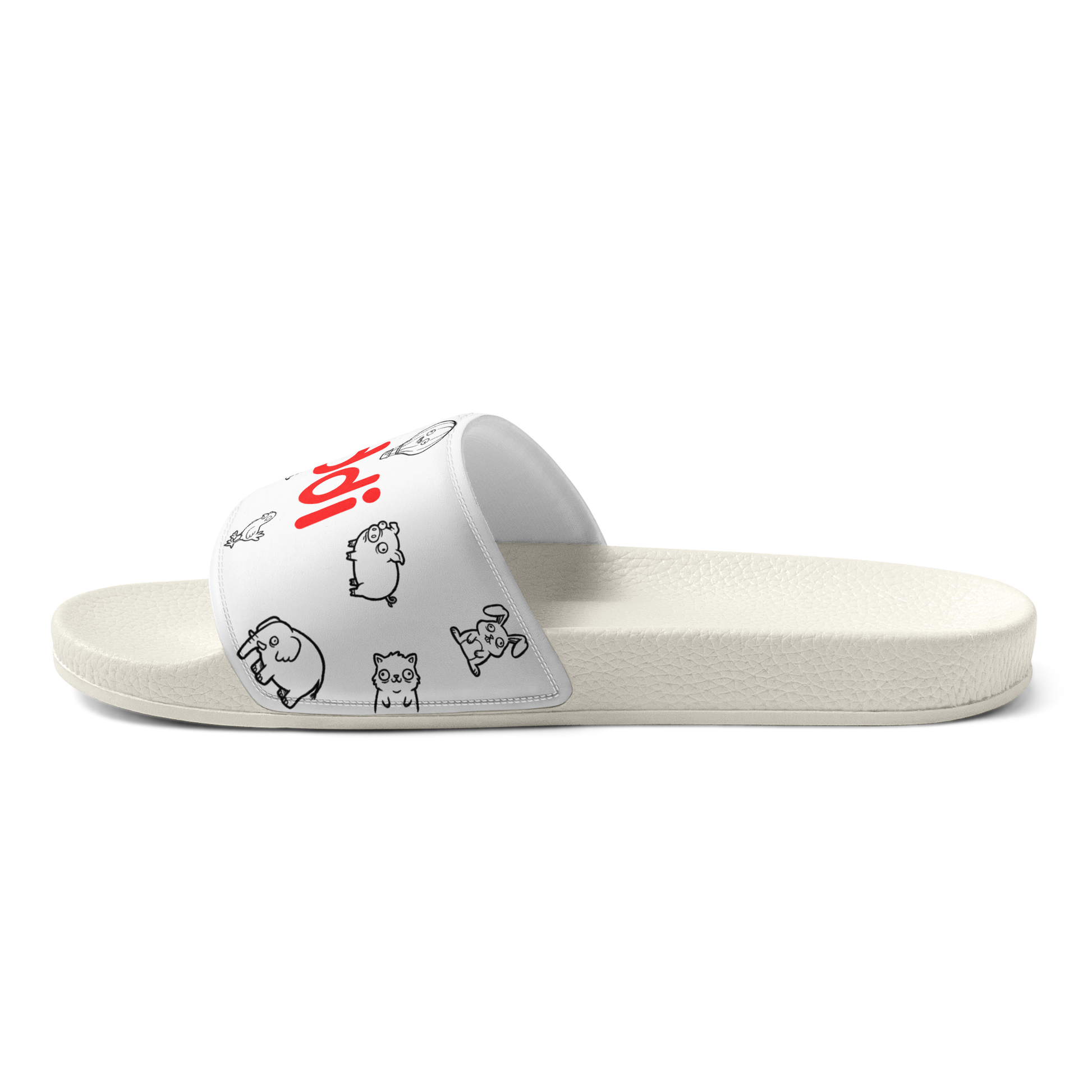 oddjuice oddiletten – single slide profile shot showing sole height and side graphic print